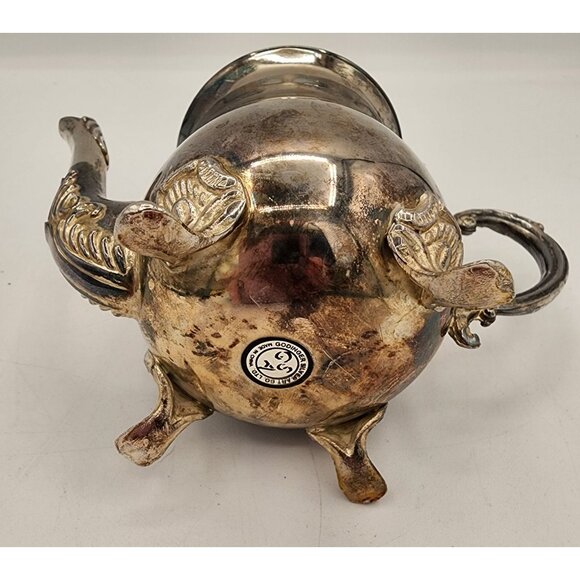 Vintage Gorham Silver Plate Footed Teapot Creamer With Hinged Lid, Ornate Handle - Picture 7 of 10